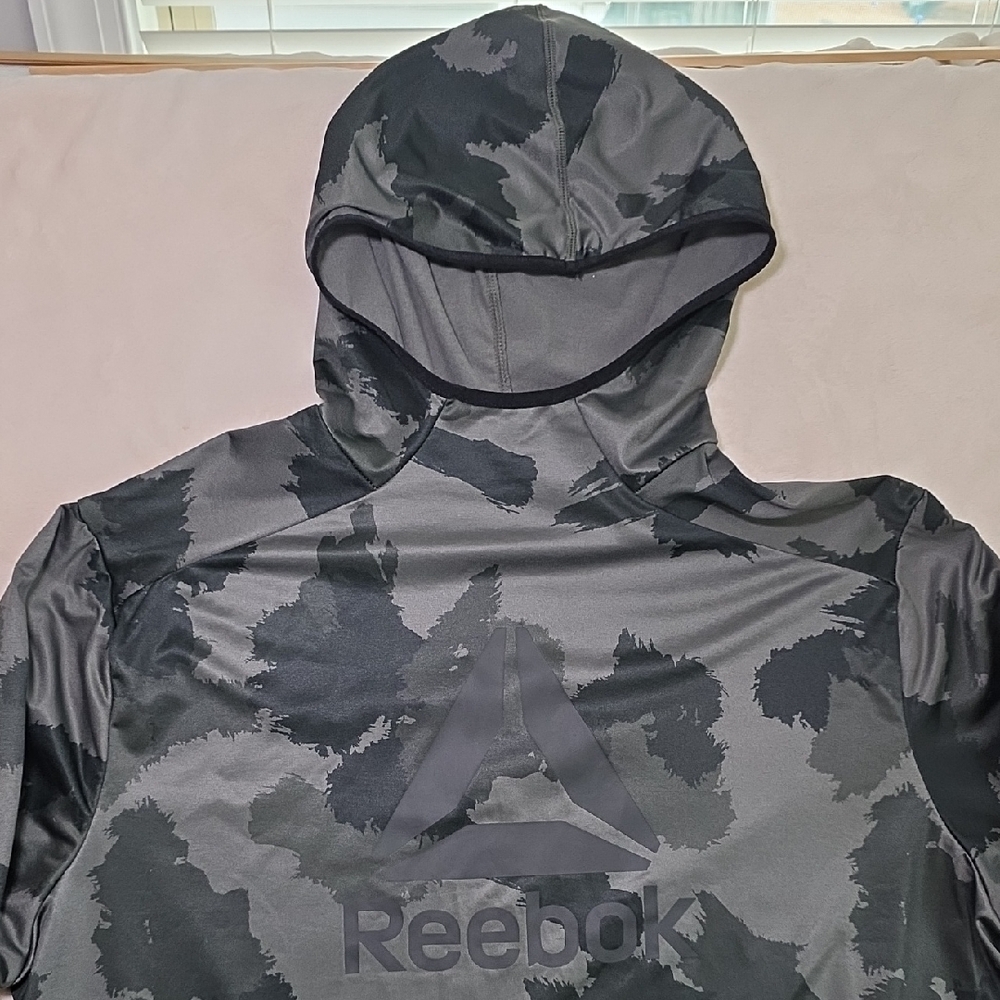 Reebok Green and Black Patterned Mens Hoodie Size 3XL XXXL‎ With Zip Pocket - Picture 2 of 13